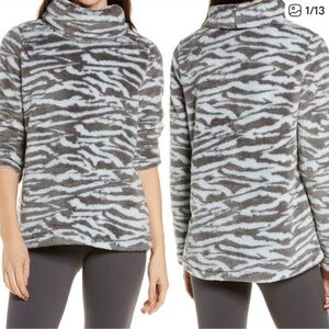 Zella Gray and White Fuzzy Sweater Size XS